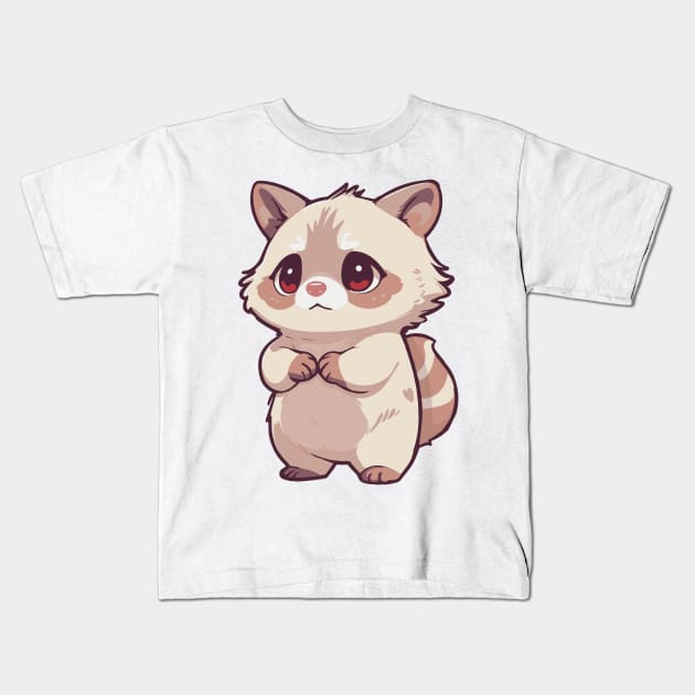 kawaii albino raccoon Kids T-Shirt by hunnydoll